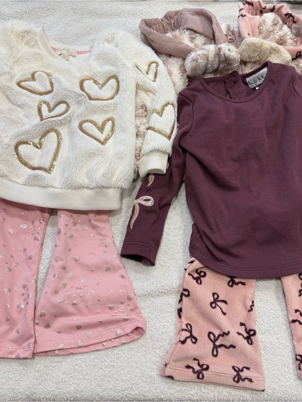 Nicole Miller Btween Baby Matching Sets Bundle Pink, Cream, Mauve Bows 18 months